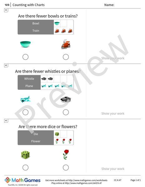 Sample full worksheet preview for Counting with Charts