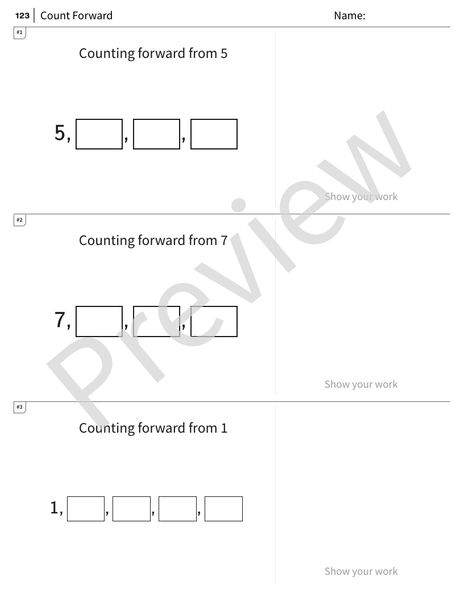 Sample full worksheet preview for Count Forward